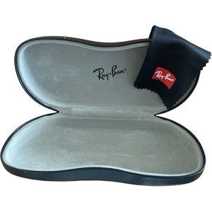 .Hard case for medium-sized sunglasses.Ray-Ban,Includes a black/dark